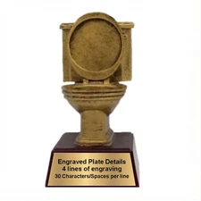 Custom Engraved Gold Toilet Trophy - Last Place Award - 6 Inch