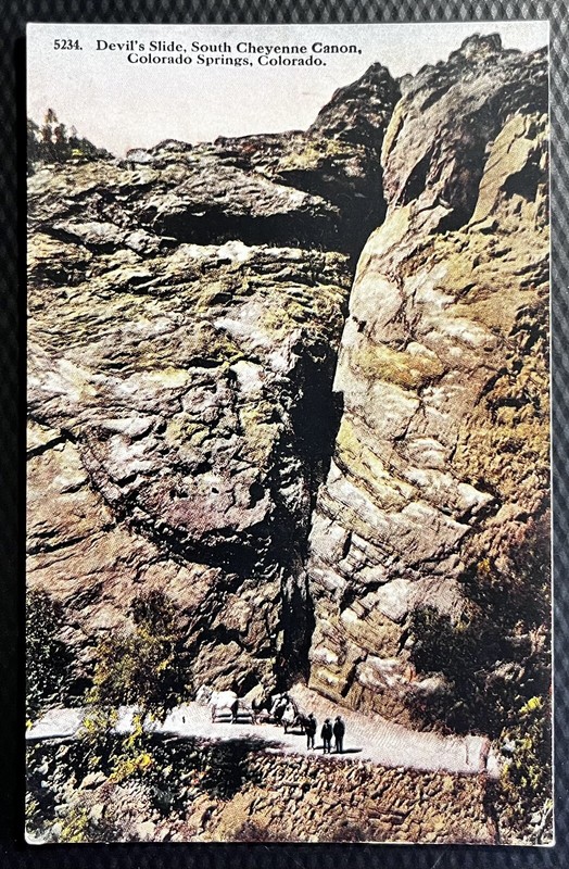 Devils slide, south Cheyenne Canyon, Colorado Springs, Colorado vintage postcard