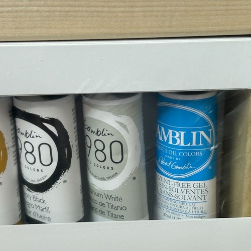 Gamblin 1980 Oil Paints Set of 9 Colors x 1.25oz + Wood Paint Surface NEW Sealed - Picture 4 of 5