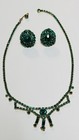 Kramer Of New York Green Rhinestone Cocktail Choker Necklace 15” and Earrings
