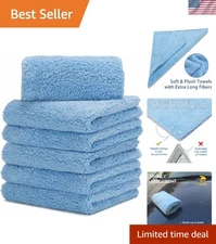 Versatile Microfiber Towels for Car Detailing - Pack of 6, 450 GSM, Light Blue