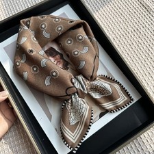 70 Cashmere 30 Silk Shawl Scarf Green Brown Neckerchief Bandana wrap 65 65cm