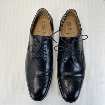 Johnston & Murphy Lewis Cap Toe Leather Lace-Up Dress Shoes Men s 12M Black EUC
