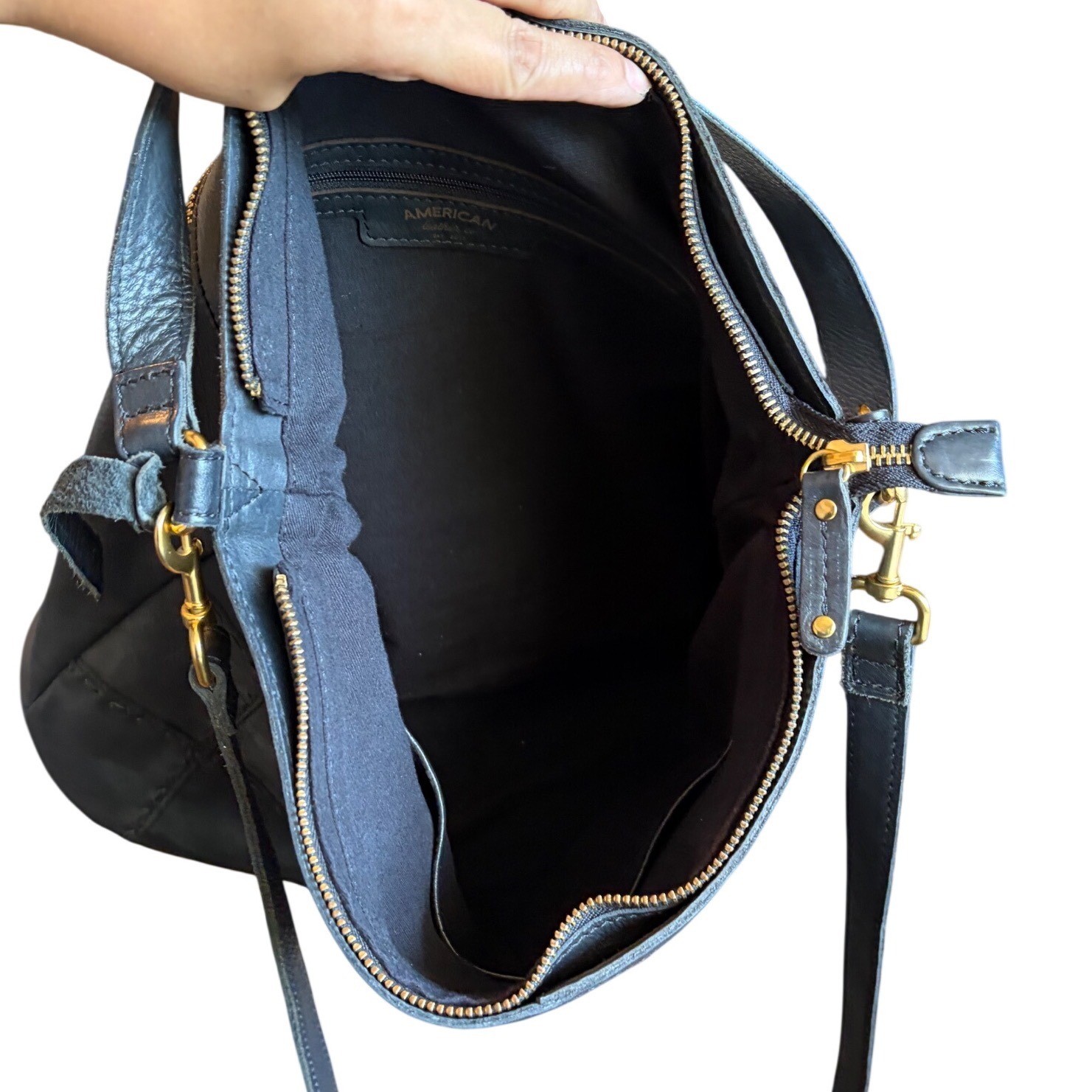 American Leather Co Black Patchwork Whipstitch Le… - image 4