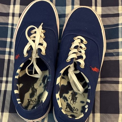Polo Ralph Lauren Men's Blue Canvas Sneakers Lace-Up Size 8.5 Casual Shoes