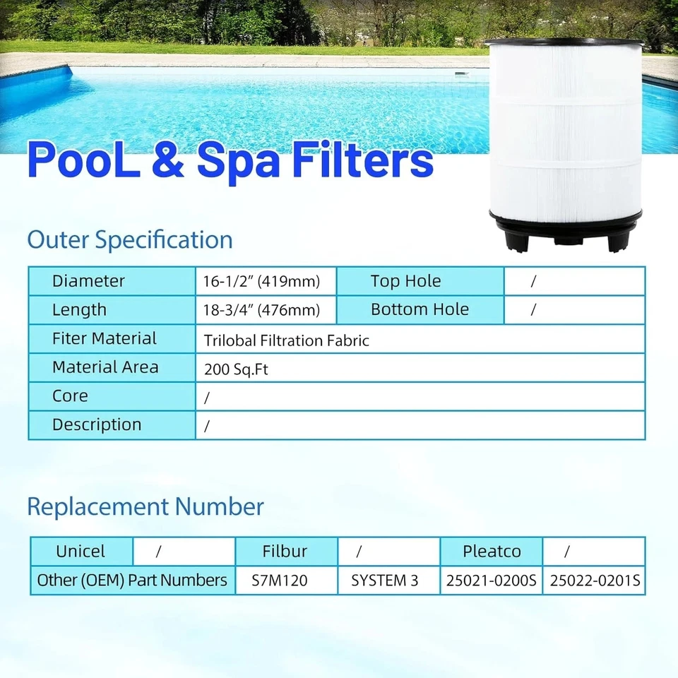 Hanxer HX300-New Pool Filter Cartridge Set  Sta-Rite System 3 S7M120 | 300 Sq.Ft - Image 4 of 4
