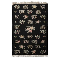 6x9 Hand Woven Wool Black Sage Kilim Flatweave Traditional Rug