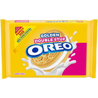 OREO Double Stuf Golden Sandwich Cookies, Family Size, 18.71 oz