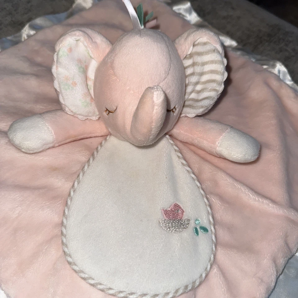 Douglas Baby Girl Lovey Security Blanket Pink Plush Elephant Satin Edge - Image 2 of 4