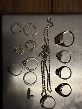 38.5G SOLID GOLD JEWELRY LOT –  hallmarked 10K rings pendant earrings Chain!!!