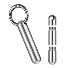 Small Stainless Steel Keychain Pill Holder Waterproof 2-Compartment Case