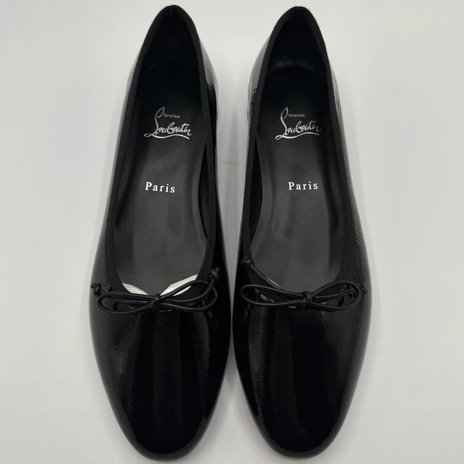 Christian Louboutin — New NIB Christian Louboutin Black Patent Sweetie Jane Bow Heeled Ballet Flats