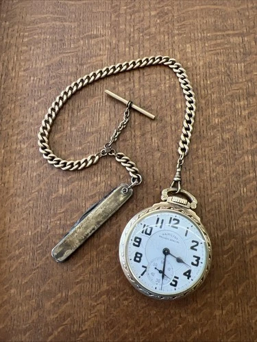 Hamilton Railway Special 10k Gold Fill Antique Pocket Watch Chain 992B 21 Jewel