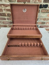 Vintage Nakens Silverware Storage Chest,  Tarnish Proof , Burgundy Lining 
