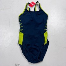 Image of Speedo Boom Logo Muscle Back Swimsuit Navy Green Size 30 NWT Sports Active New