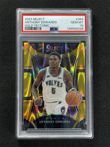 1/10 JSY# 1/1 2023-24 Select Anthony Edwards #364 Gold Tectonic Mezzanine PSA 10