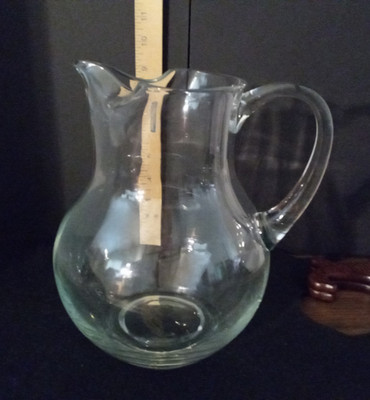 Large Clear Glass Water Lemonade Pitcher Classic Design Unmarked