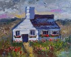 Farmhouse Oil painting ORIGINAL art Cottage House Flower Garden landscape 8x10
