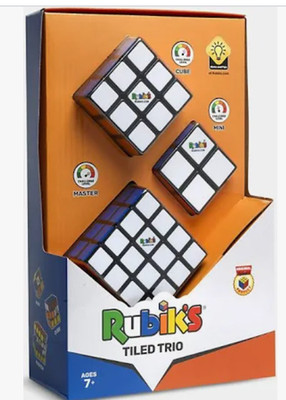 New Rubik's Tiled Trio Bundle 2x2 Mini 3x3 Cube 4x4 Master 3D Puzzle Game