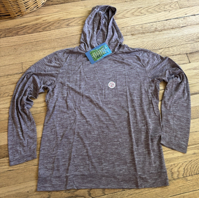 #ad Insect Shield White Sierra Hood Pullover Sz XL Burgandy Bug Free Base Camp Shirt $14.95