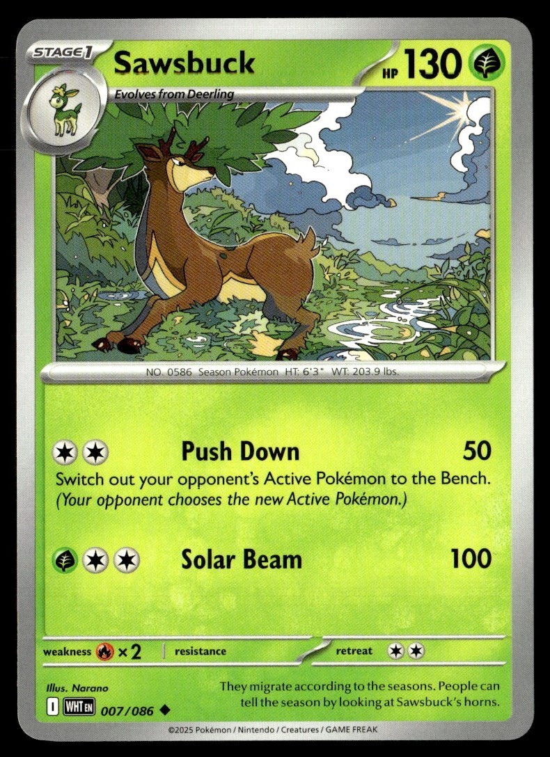 2025 Scarlet & Violet Series - White Flare Sawsbuck Uncommon #7