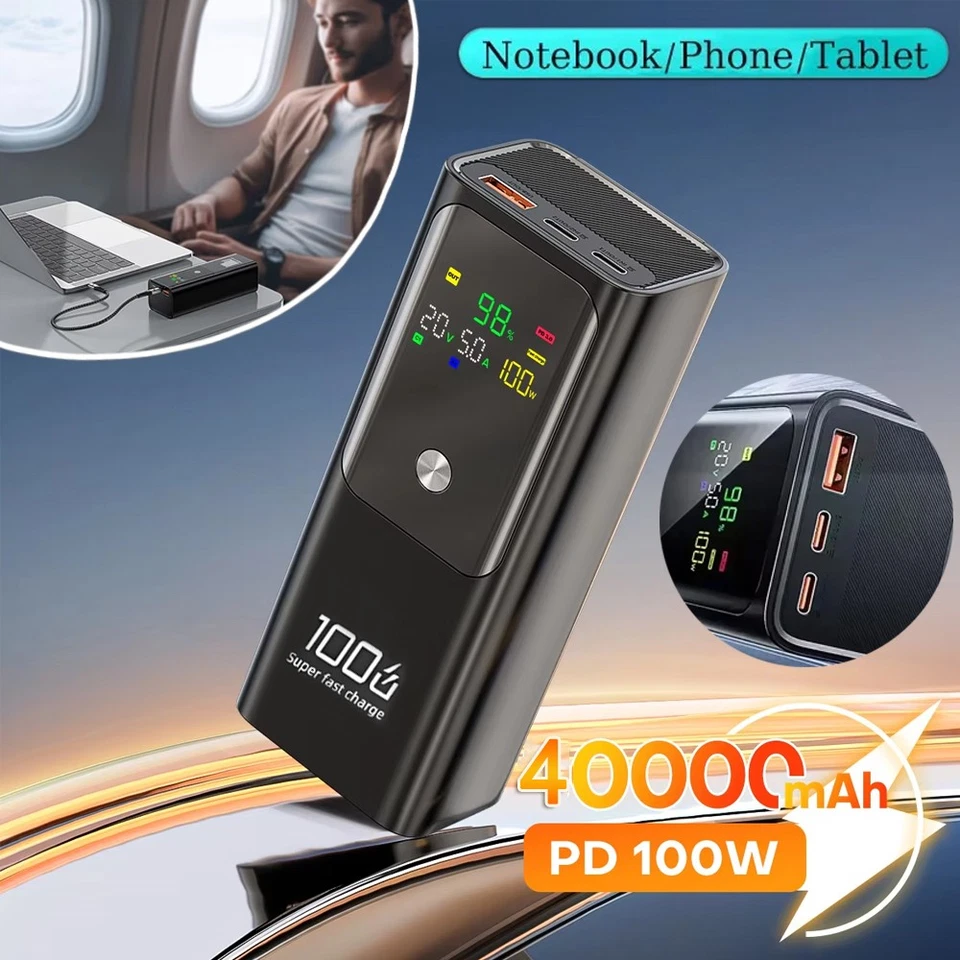 40000mAh Power Bank Portable Laptop Charger PD 100W Fast Charging for Cellphone - Image 2 of 4