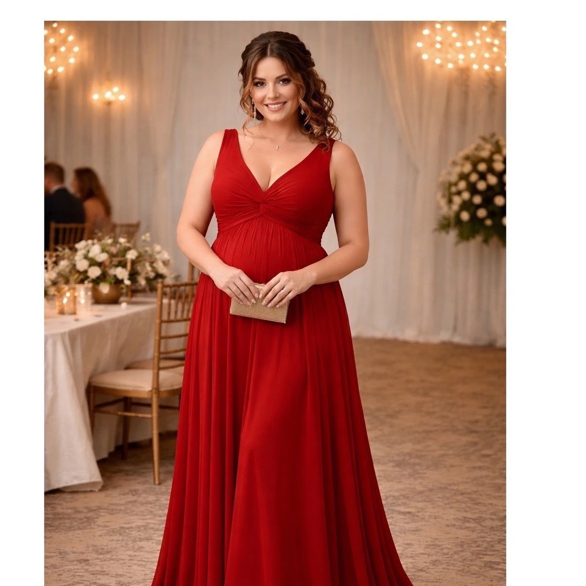 maternity bridesmaid dresses uk Maternity-Friendly Classic Bridesmaid Dress with 3/4 Sleeves