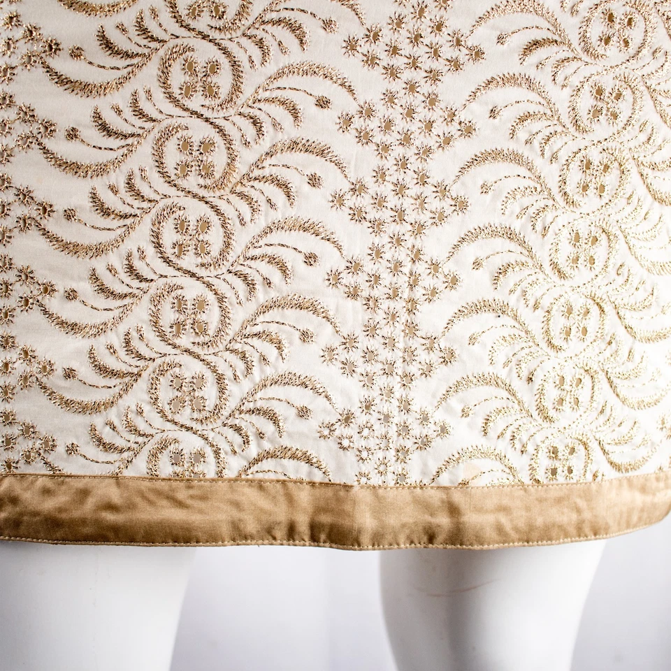 BANANAREPUBLIC новый слоновой кости золото женщин официальный вышитый пейсли юбка размер 0 - Изображение 3 из 4