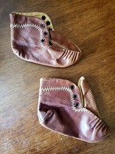 Antique Leather Baby Booties Soft Shoes in Excellent Condition
