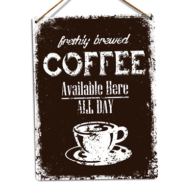 Metall Wandschild - frisch gebrühter Kaffee - Love Cafe Shop Latte Morgenküche