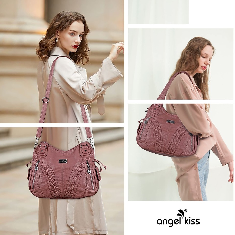 Angel Kiss Sac Bandoulière Femme Hobo – Grand Cabas PU Doux, Multifonction Crossbody/Shoulder, Idéal Quotidien Et Voyages