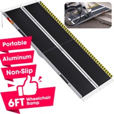 6 FT Folding Aluminum Wheelchair Ramp Portable Mobility Scooter Non-Slip 600 LBS