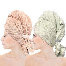 2 Pack Extra Large Microfiber Hair Towel - Anti-Frizz Hair Drying Towel for W...