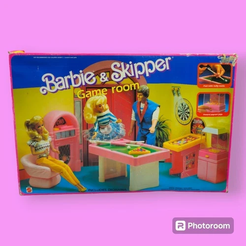 Vintage 1988 Barbie & Skipper Game Room