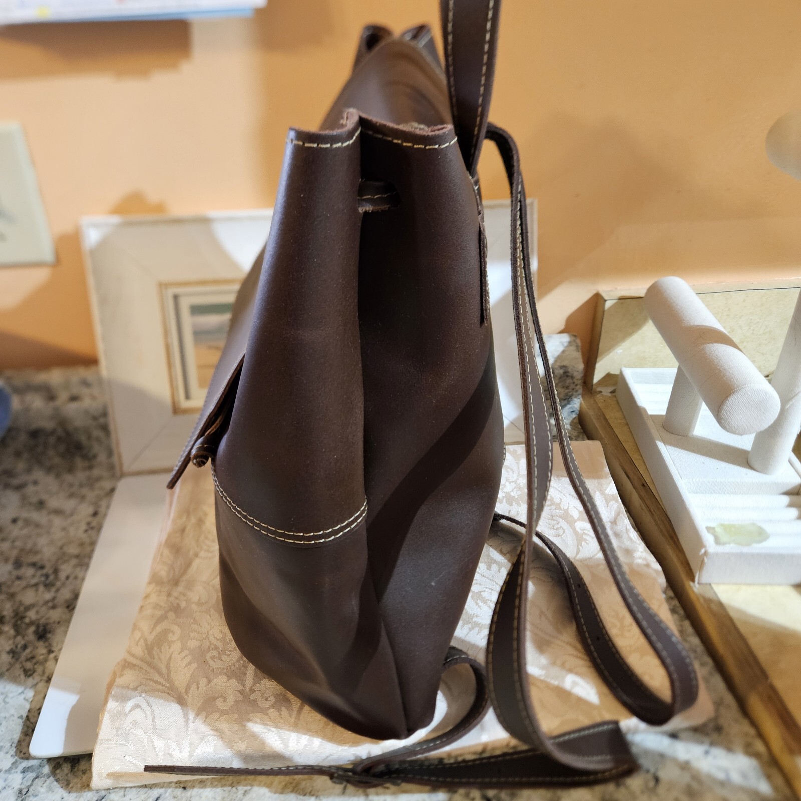 Lu Capel Leather and suede Backpack Drawstring Bag - image 11