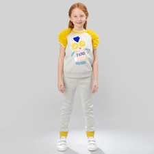 NWT NEW Fendi baby girls Fendirumi 2pc gray yellow neoprene tracksuit set 3m