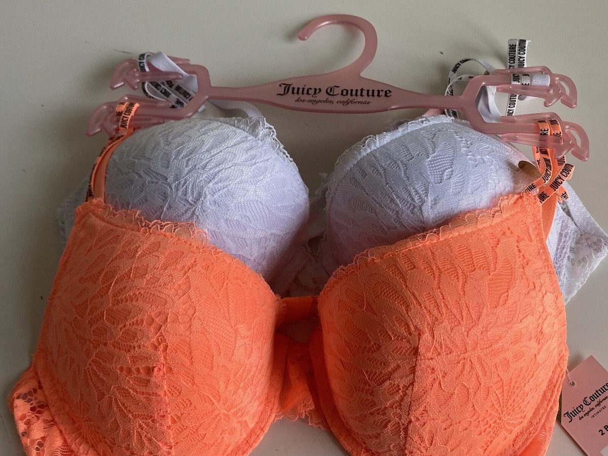 【新品タグ付き】Juicy Couture プッシュアップブラ 34C 2枚組 Juicy Couture Bra 2 Pack Sz 34C SEXY Push Up JC3805 White
