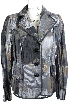 Alberto Makali Women's Blazer Jacket Size Medium Patchwork Three Button Colorful