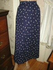 VINTAGE NAVY BLUE/WHITE POLKA DOT LINED PLEATED SKIRT - NORTON MCNAUGHTON - 18