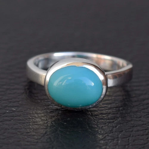 Natural Blue Turquoise Ring, Sleeping Beauty Turquoise Silver Ring Size 7-TQ017