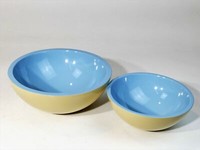 Bambus Schalen,Blau Ecru, 2Er Set Design Schale, Deko, Dekoration, Dekoschale