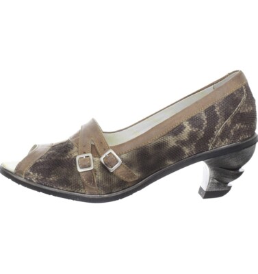 Eject Leather Peep Toe Mid Heel Shoes Size 41 EU Best Fit 10 US, New in Box