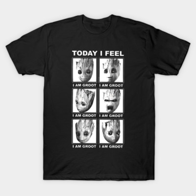 Marvel Mens I'm a groot today i feel Face expression T-Shirt Size Small
