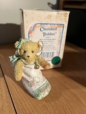 Cherished Teddies 950653 Bear In Stocking Dated 1992 With Box