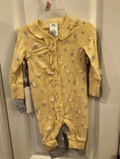 Gerber Modern Moments Baby Girl 2-Piece Yellow/Grey Floral Coveralls  0-3M SkuWR