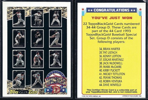 1993 Topps Black Gold Winner Header Cards A B C D AB CD * Tú eliges * - Imagen 9 de 31