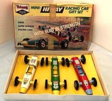 VINTAGE TRIANG ORIGINAL MINI HI WAY RACING CAR SET No1 - 3 CAR SET - BOXED 1969