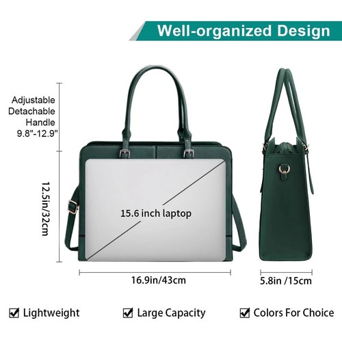 Sacoche Ordinateur Portable pour Femme Cuir Travail Fourre-tout 15,6 Pouces Ordinateur Portable pour Ordinateur Sac Eau... - Photo 5/7