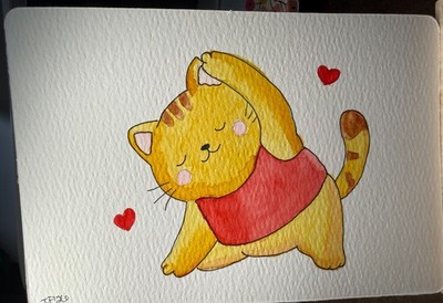 6 OOAK Original Hand Painted 4 X 6 Watercolor Postcards initialed Yoga Animals