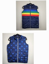 New Mini Boden reversible puffer vest boy 13-14 Navy stars rainbow